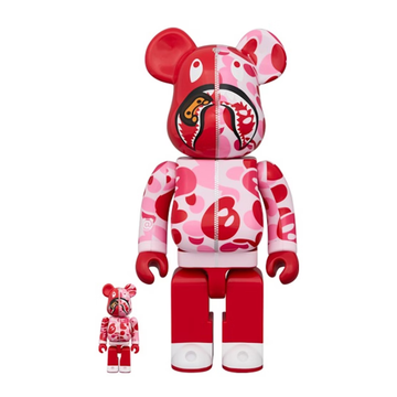 Bearbrick x BAPE  Baby Milo Camo Shark 100% & 400% Set In Pink